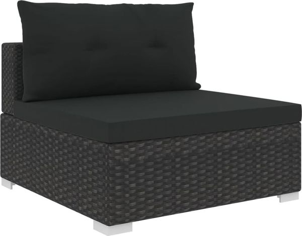 vidaXL 10-cz. zestaw mebli do ogrodu, poduszki, rattan PE, czarny