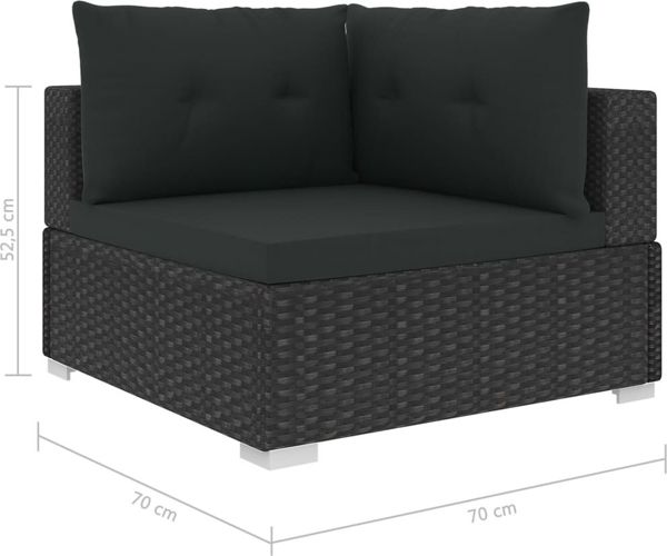 vidaXL 10-cz. zestaw mebli do ogrodu, poduszki, rattan PE, czarny