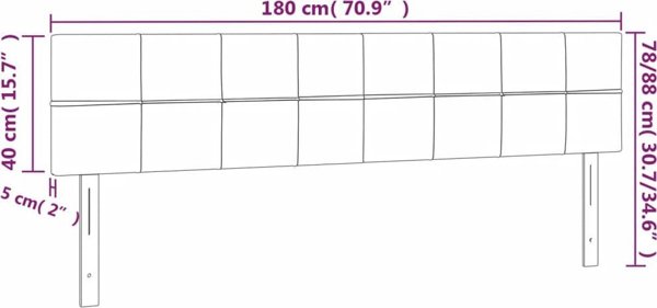 vidaXL Προσκέφαλος κρεβατιού με LED, μπλε, 180x5x78/88 cm, ύφασμα