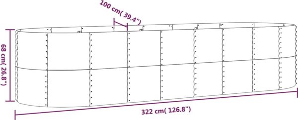 vidaXL vidaXL Donica ogrodowa, malowana proszkowo stal, 322x100x68 cm zielona