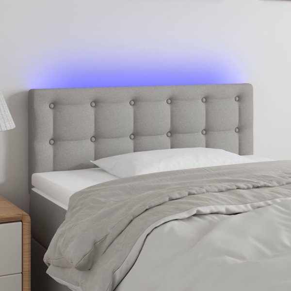 vidaXL Zagolowek do lozka z LED, jasnoszary, 90x5x78/88 cm, tkanina