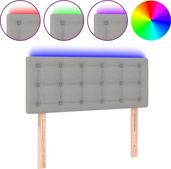 vidaXL Zagolowek do lozka z LED, jasnoszary, 90x5x78/88 cm, tkanina