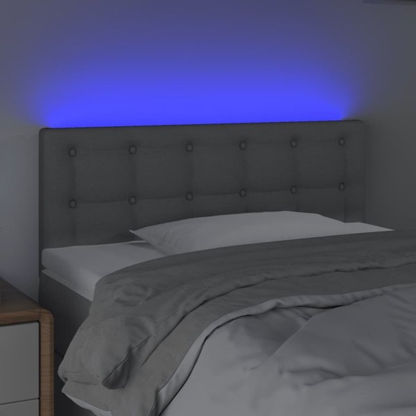 vidaXL Zagolowek do lozka z LED, jasnoszary, 90x5x78/88 cm, tkanina