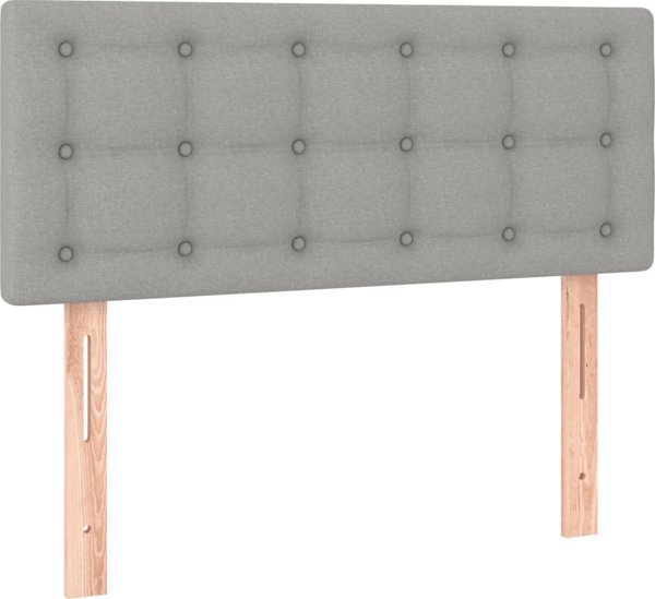 vidaXL Zagolowek do lozka z LED, jasnoszary, 90x5x78/88 cm, tkanina