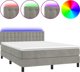 vidaXL Lozko kontynentalne z materacem i LED, szare 140x200cm, aksamit