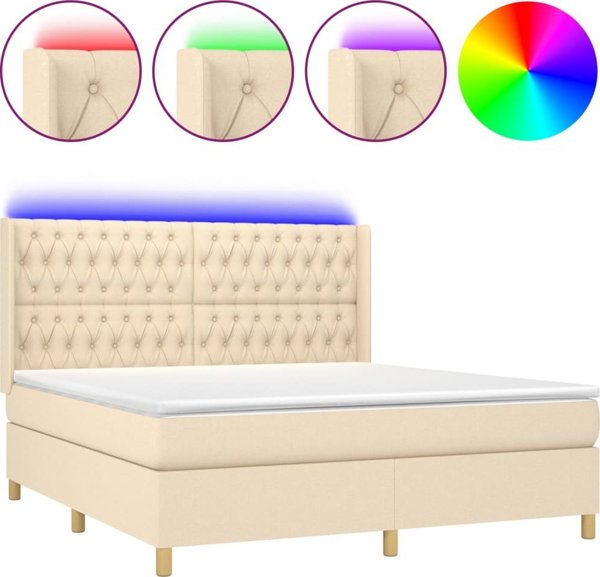 vidaXL Λιτώ 180x200 cm με στρώμα, κρεμ ύφασμα