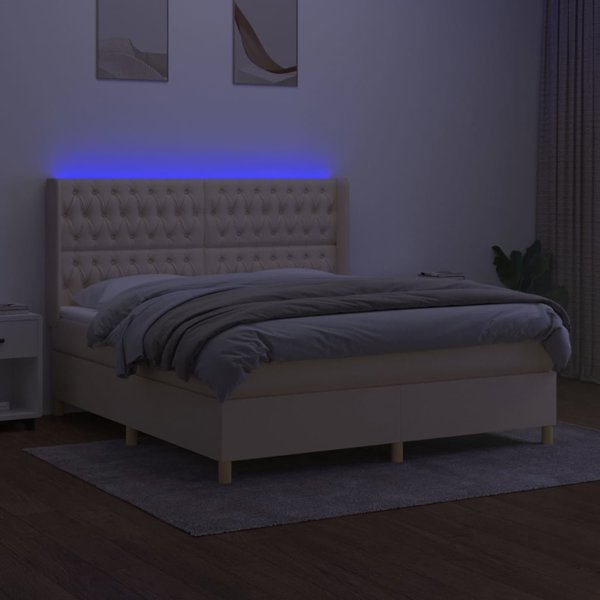 vidaXL Λιτώ 180x200 cm με στρώμα, κρεμ ύφασμα