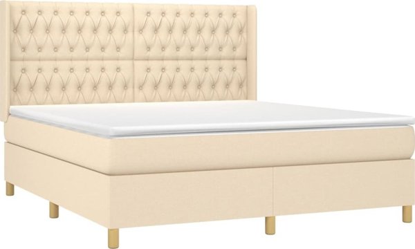 vidaXL Λιτώ 180x200 cm με στρώμα, κρεμ ύφασμα
