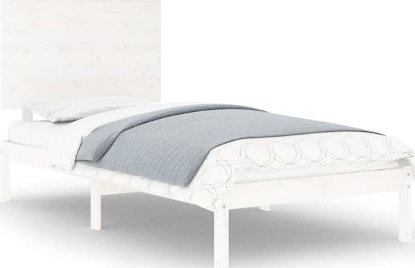 vidaXL Λευκή ράμα κρεβατιού από μασίφ πεύκο, 100x200 cm