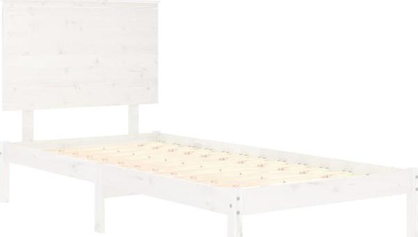 vidaXL Λευκή ράμα κρεβατιού από μασίφ πεύκο, 100x200 cm
