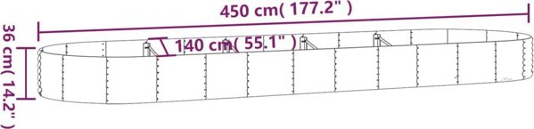 vidaXL vidaXL Donica ogrodowa, malowana proszkowo stal, 450x140x36 cm srebrna