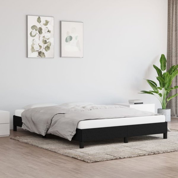 vidaXL Rama κρεβατιού, μαύρη, 140x190 cm, επενδυμένη με ύφασμα