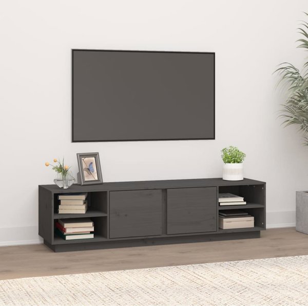 vidaXL Szafka pod telewizor, szara, 156x40x40 cm, lite drewno sosnowe