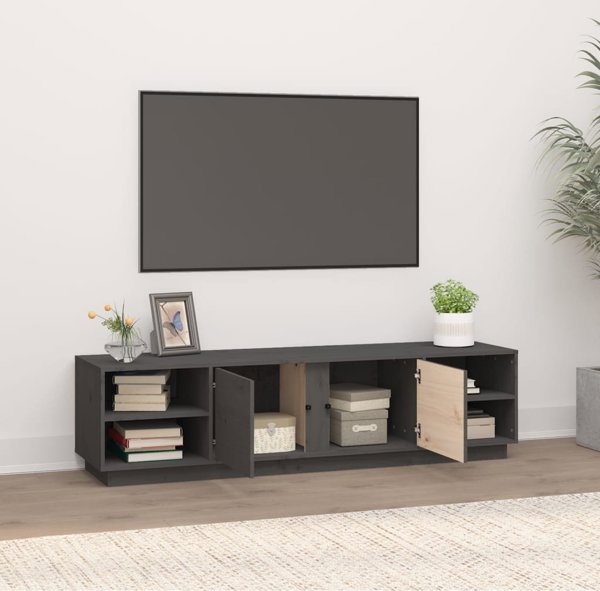 vidaXL Szafka pod telewizor, szara, 156x40x40 cm, lite drewno sosnowe