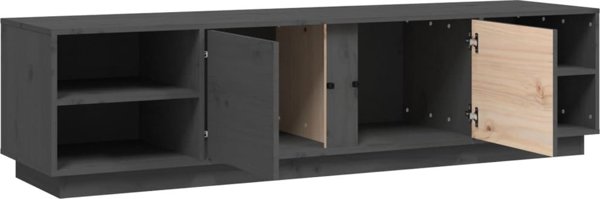 vidaXL Szafka pod telewizor, szara, 156x40x40 cm, lite drewno sosnowe
