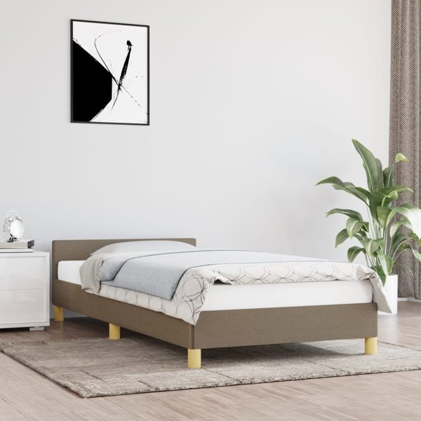 vidaXL Rama lozka z zaglowkiem kolor taupe 90x200 cm obita tkanina