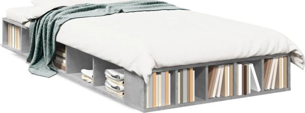 vidaXL Κορμός Κρεβατιού Γκρι Τσιμέντο 90x200 εκ, Ξυλώδες Υλικό