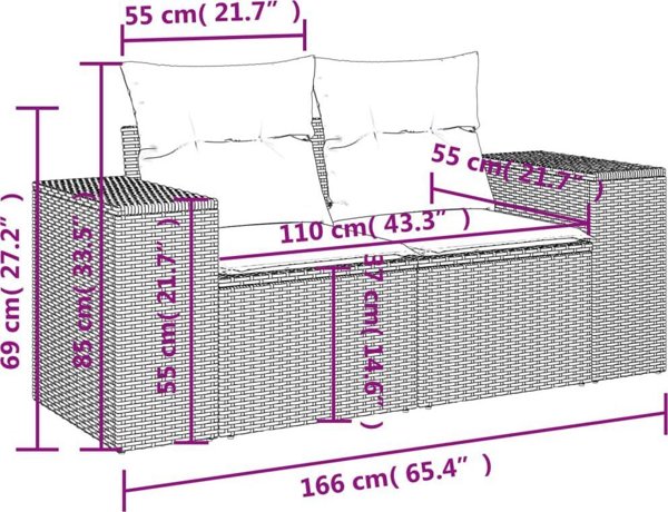 vidaXL Σετ Επίπλων Κήπου 11 Τεμαχίων με Μαξιλάρια, Μπεζ, Πολυρατάν