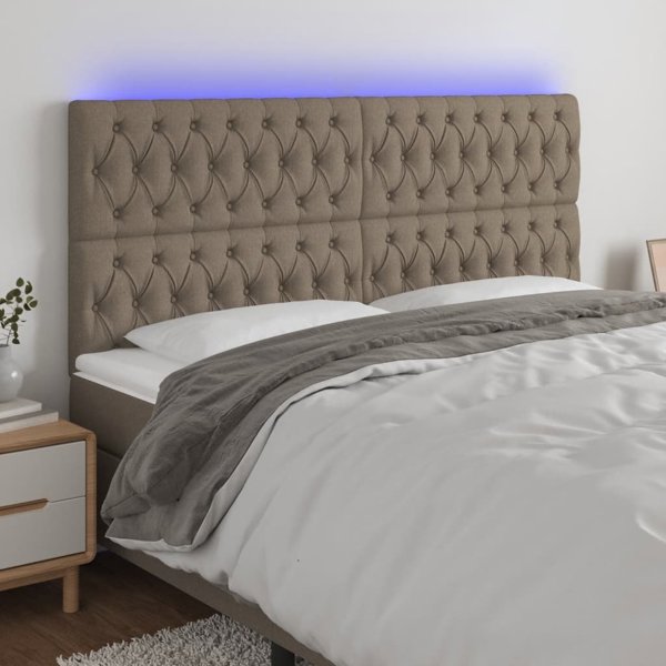 vidaXL Προσκέφαλο κρεβατιού με LED, ταουπέ, 200x7x118/128 cm, ύφασμα
