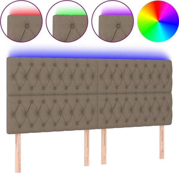 vidaXL Προσκέφαλο κρεβατιού με LED, ταουπέ, 200x7x118/128 cm, ύφασμα