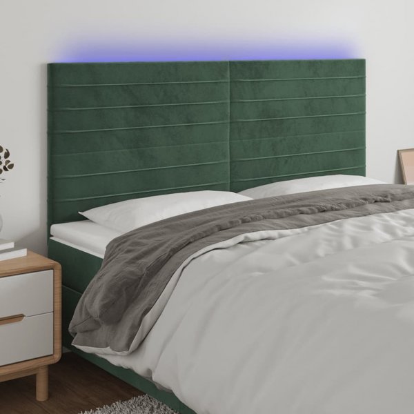 vidaXL Κεφαλάρι Κρεβατιού με LED, Σκούρο Πράσινο, 200x5x118/128 cm