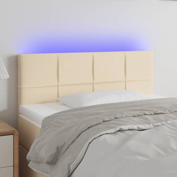 vidaXL Κεφαλάρι κρεβατιού με LED, κρεμ, 100x5x78/88 cm, ύφασμα