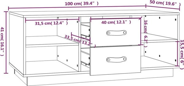 vidaXL Salonio trapezi, medeno kafe, 100x50x41 cm, litoxia sosna