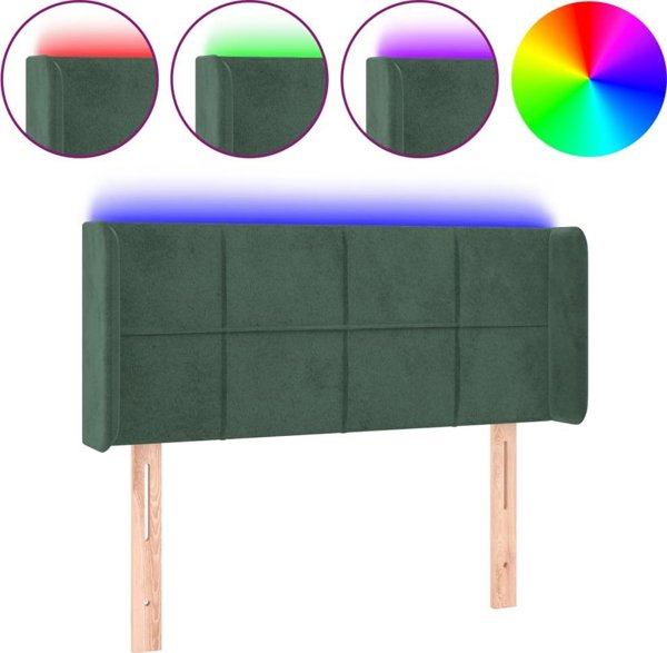 vidaXL Zaglowek do lozka me LED, ciemnozielony, 93x16x78/88 cm, aksamit