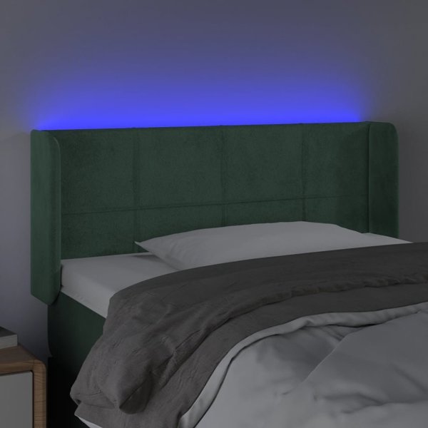 vidaXL Zaglowek do lozka me LED, ciemnozielony, 93x16x78/88 cm, aksamit