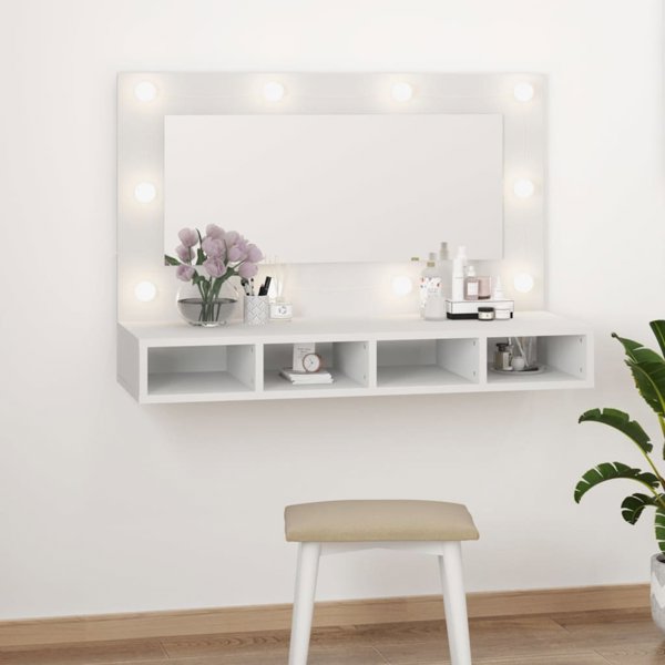vidaXL Ντουλάπι με καθρέφτη και φωτισμό LED, λευκό, 90x31,5x62 εκ.