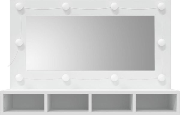 vidaXL Ντουλάπι με καθρέφτη και φωτισμό LED, λευκό, 90x31,5x62 εκ.