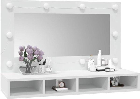vidaXL Ντουλάπι με καθρέφτη και φωτισμό LED, λευκό, 90x31,5x62 εκ.