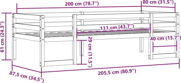 vidaXL Ράμα παιδικού κρεβατιού, 80x200 cm, μασίφ ξύλο πεύκου