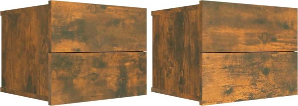vidaXL Ντουλαπια νυχτας, Σετ 2, Καπνιστη δρυς, 40x30x30 εκ
