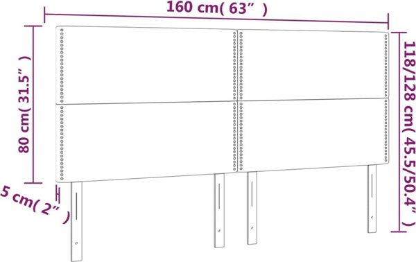 vidaXL Κεφαλάρι LED για κρεβάτι, μαύρο, 160x5x118/128 εκ.