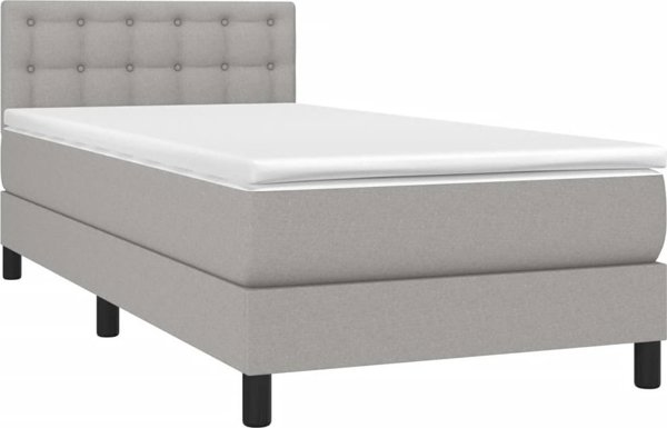 vidaXL Κρεβάτι continental με στρώμα, ανοιχτό γκρι, 100 x 200 cm, ύφασμα