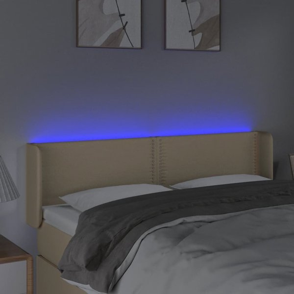 vidaXL Κεφαλάρι Κρεβατιού με LED, Κρεμ, 147x16x78/88 cm, Υφασμάτινο