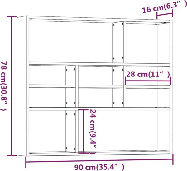 vidaXL Ράφι τοίχου καφέ δρυς 90x16x78 εκ.