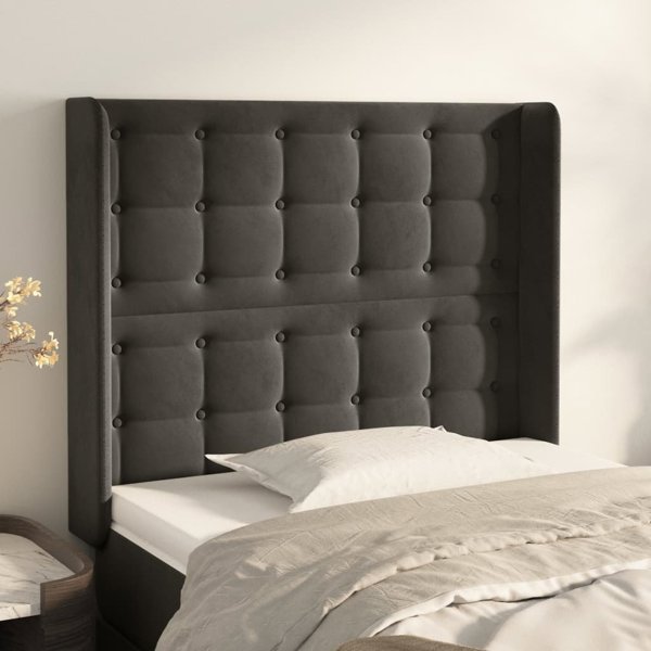 vidaXL Ζαγλοουέκ uszak σκούρο γκρι, βελούδινο 93x16x118/128 cm