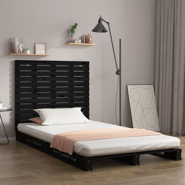 vidaXL Κεφαλάρι κρεβατιού, μαύρο, 106x3x91,5 εκ, μασίφ ξύλο πεύκου
