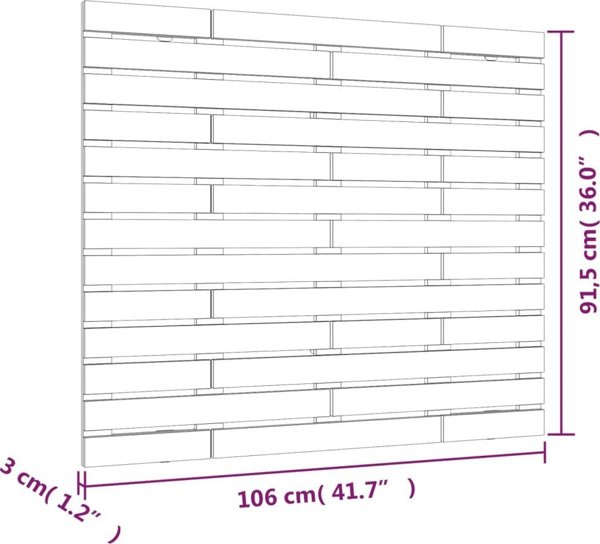 vidaXL Κεφαλάρι κρεβατιού, μαύρο, 106x3x91,5 εκ, μασίφ ξύλο πεύκου