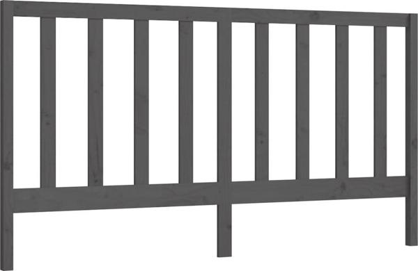 vidaXL Προσκέφαλο κρεβατιού, γκρι, 206x4x100 cm, μασίφ ξύλο πεύκου