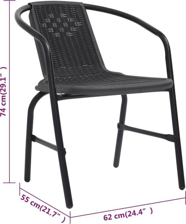vidaXL Κήπου καρέκλες, 8 τεμ., συνθετικό rattan και ατσάλι, αντοχή 110 κιλά