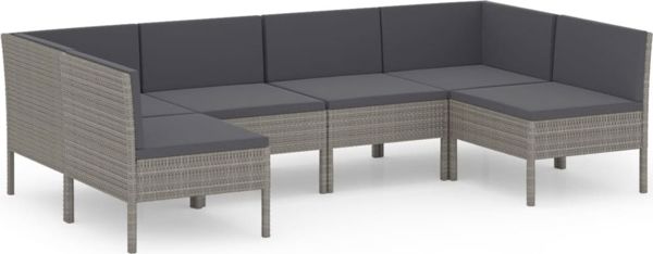 vidaXL 6-cz. zestaw wypoczynkowy do ogrodu, poduszki, rattan PE, szary