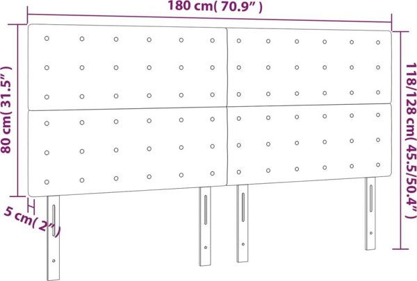vidaXL Κεφαλάρι για κρεβάτι, γκρι, 180x5x118/128 cm, τεχνητό δέρμα