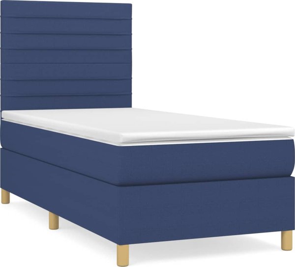 vidaXL Λύκνο Κρεβάτι Continental με Στρώμα, Μπλε, Ύφασμα, 100x200 cm