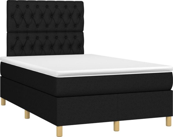 vidaXL Κρεβάτι Continental με στρώμα, μαύρο, 120x200 εκ, ύφασμα