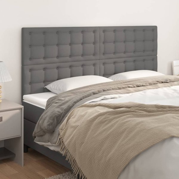 vidaXL Προσκέφαλα Κρεβατιού, 4 τεμ., γκρι, 100x5x78/88 εκ., συνθετικό δέρμα