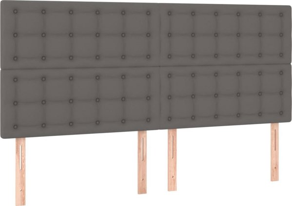 vidaXL Προσκέφαλα Κρεβατιού, 4 τεμ., γκρι, 100x5x78/88 εκ., συνθετικό δέρμα