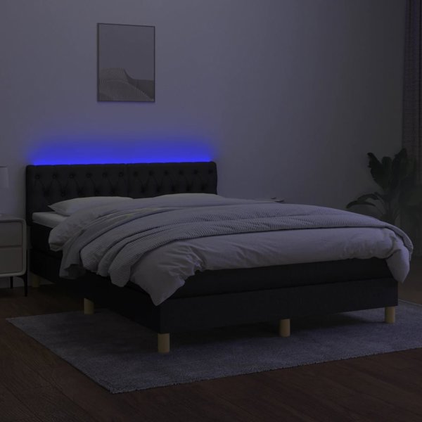 vidaXL Λειτουργικό κρεβάτι με στρώμα, μαύρο, 140x200 cm, ύφασμα